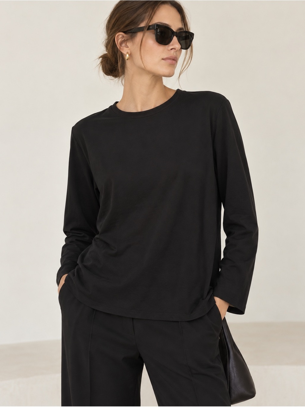 The Row Black Long Sleeve Tee XL Minimalist Luxury Cotton Crewneck - Picture 1 of 6